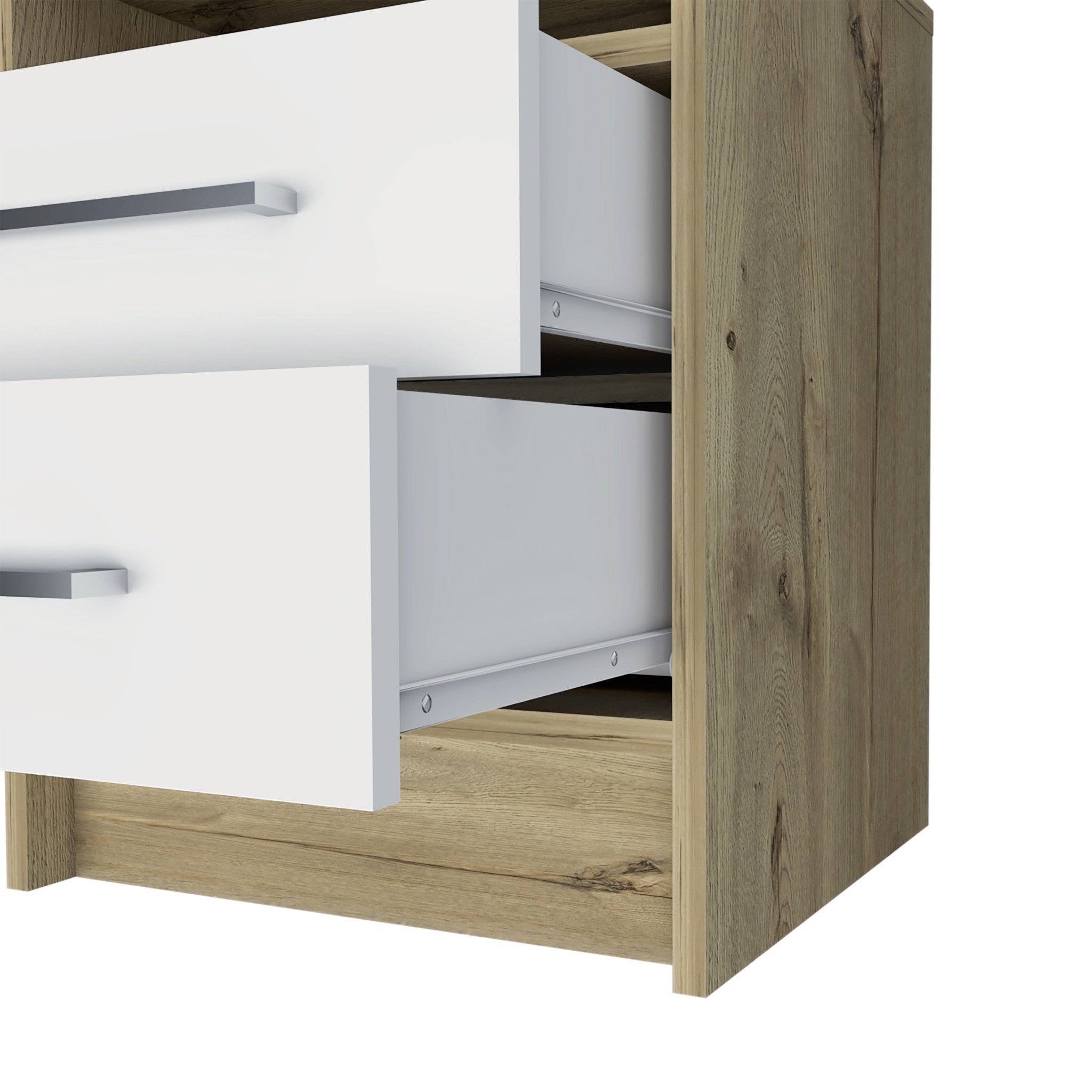 20" White Two Drawer Faux Wood Nightstand