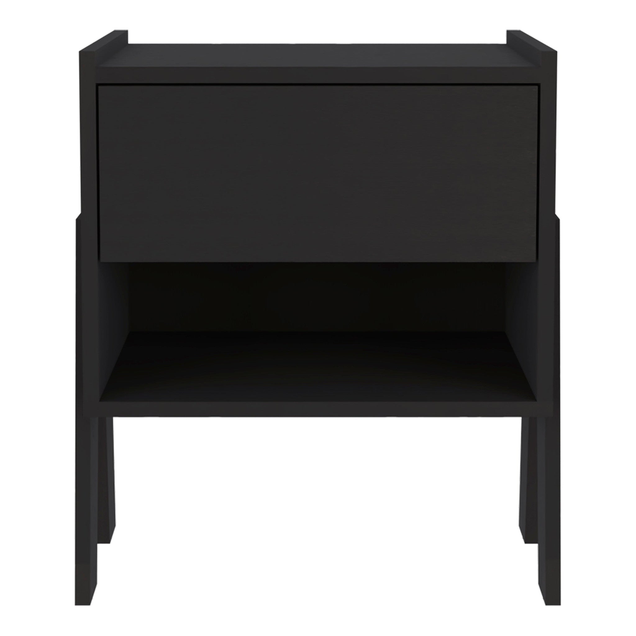 22" Black One Drawer Faux Wood Nightstand