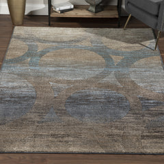 8' x 11' Brown and Beige Abstract Area Rug