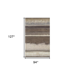 8' x 11' Brown and Ivory Abstract Area Rug