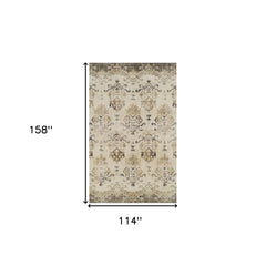 10' x 13' Beige and Brown Oriental Area Rug