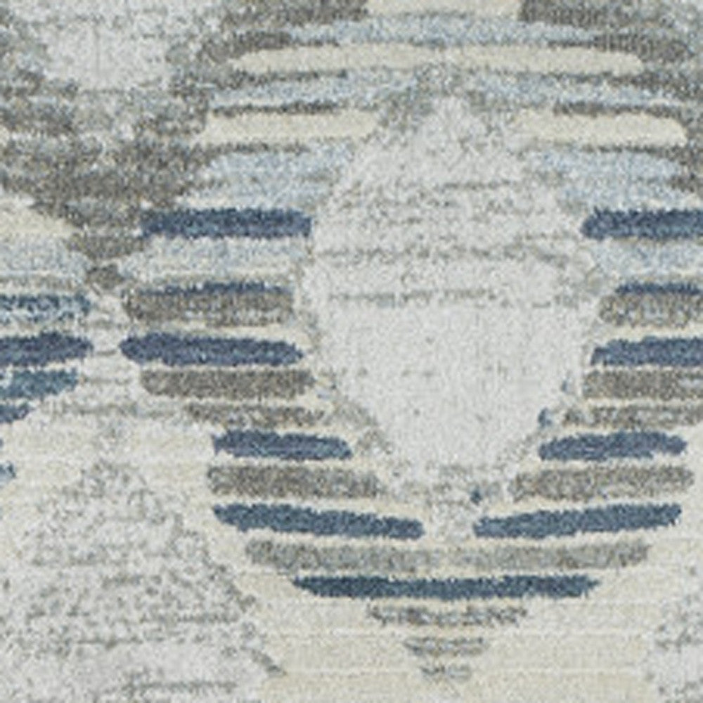 10' x 13' Blue and Ivory Geometric Area Rug