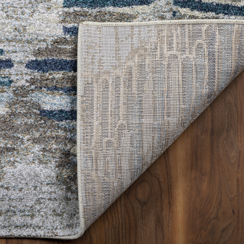 10' x 13' Blue and Ivory Geometric Area Rug