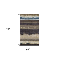 3' X 5' Beige and Brown Abstract Area Rug