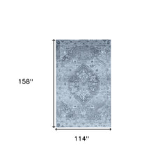 10' x 13' Blue and Ivory Oriental Area Rug