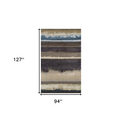 8' x 11' Beige and Brown Abstract Area Rug