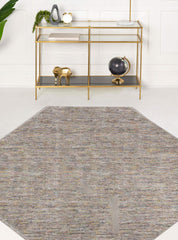 12' Octagon Gray and Yellow Octagon Wool Hand Loomed Area Rug