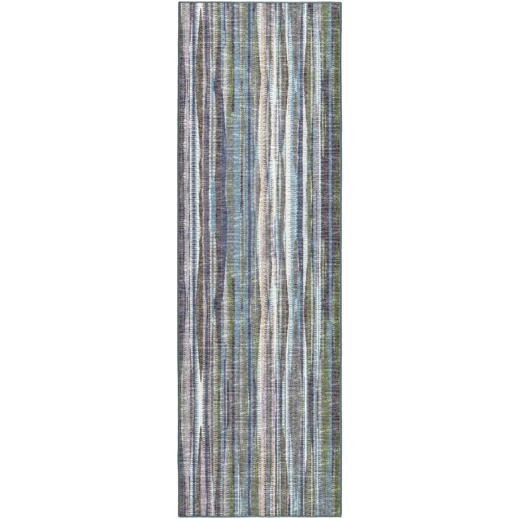 12' Blue and Ivory Ombre Hand Tufted Runner Rug