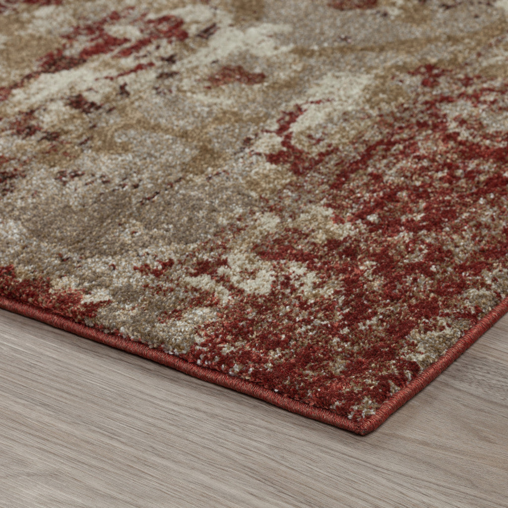 3' X 5' Red and Beige Oriental Area Rug