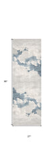 8' Blue and Gray Abstract Washable Non Skid Area Rug