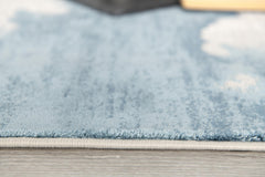 8' Blue and Gray Abstract Washable Non Skid Area Rug