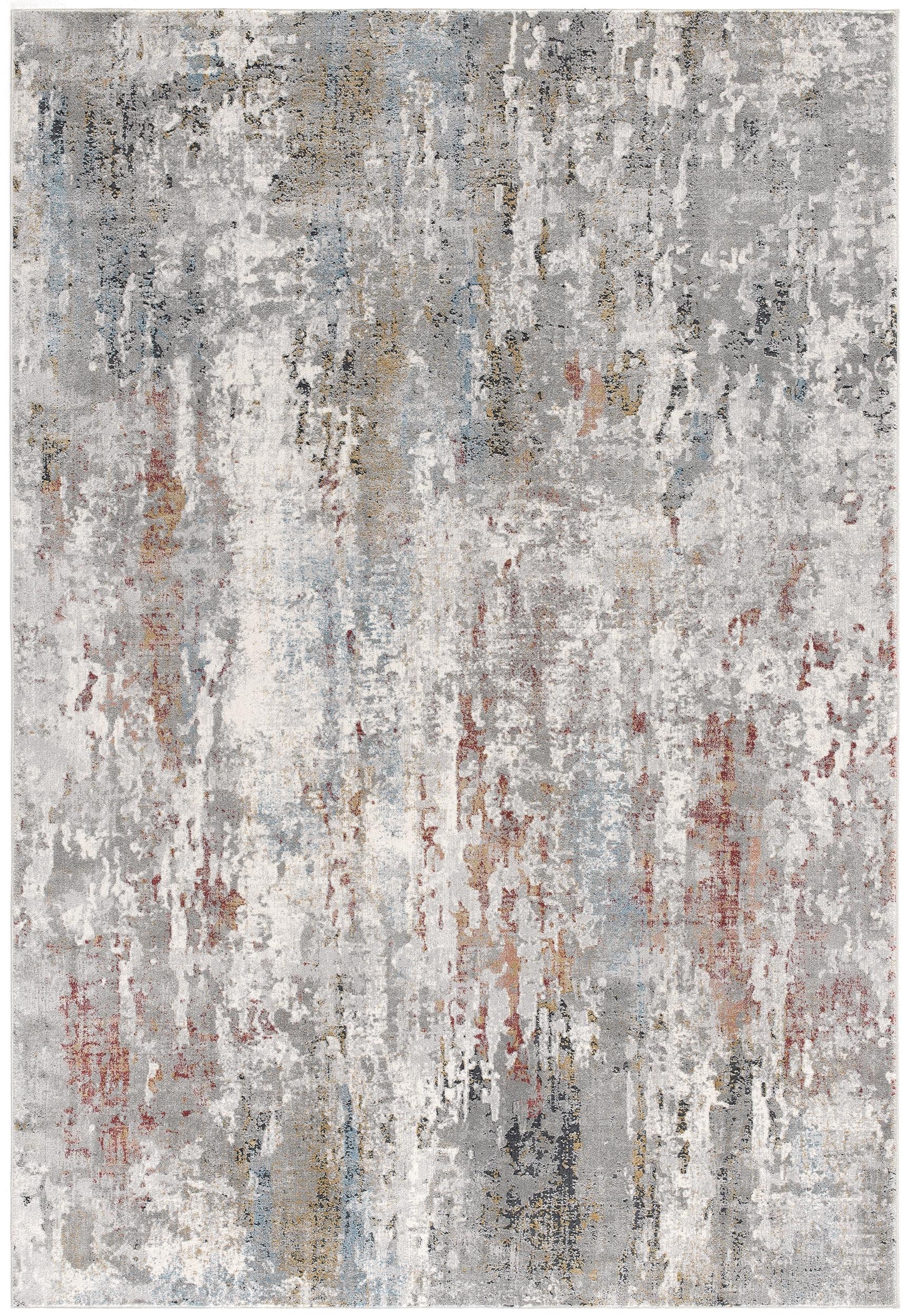 2' x 3' Gray and Blue Abstract Washable Non Skid Area Rug