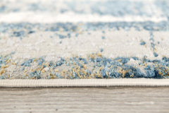 8' Blue and Gray Abstract Washable Non Skid Area Rug