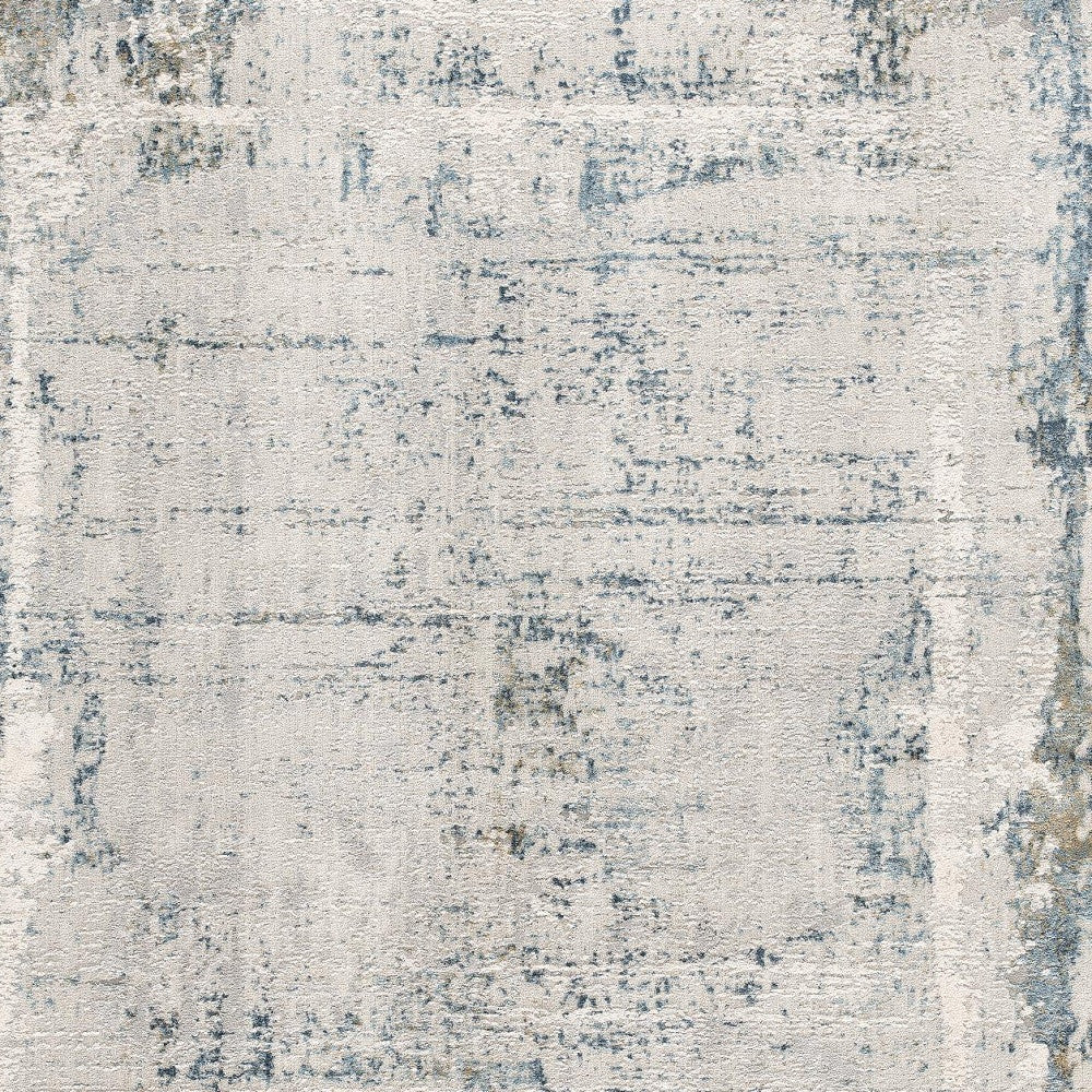 8' Blue and Gray Abstract Washable Non Skid Area Rug