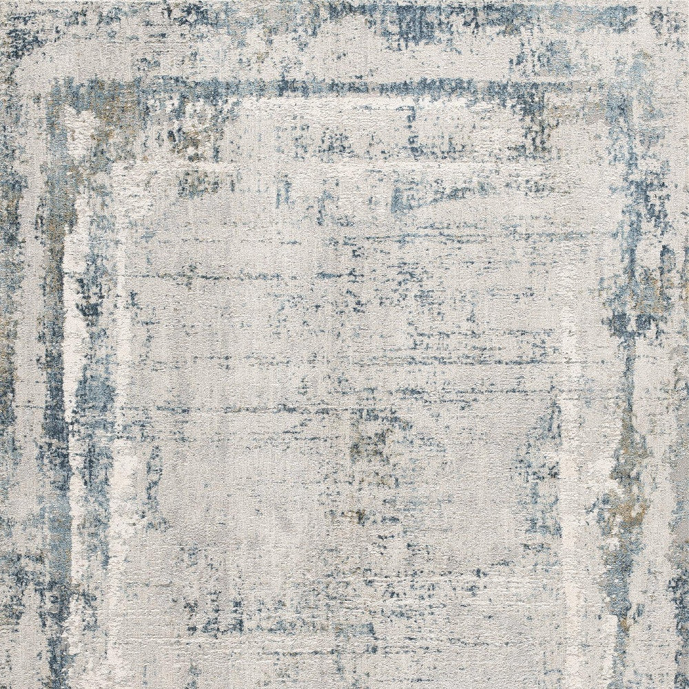 8' Blue and Gray Abstract Washable Non Skid Area Rug