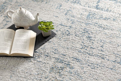 8' Blue and Gray Abstract Washable Non Skid Area Rug