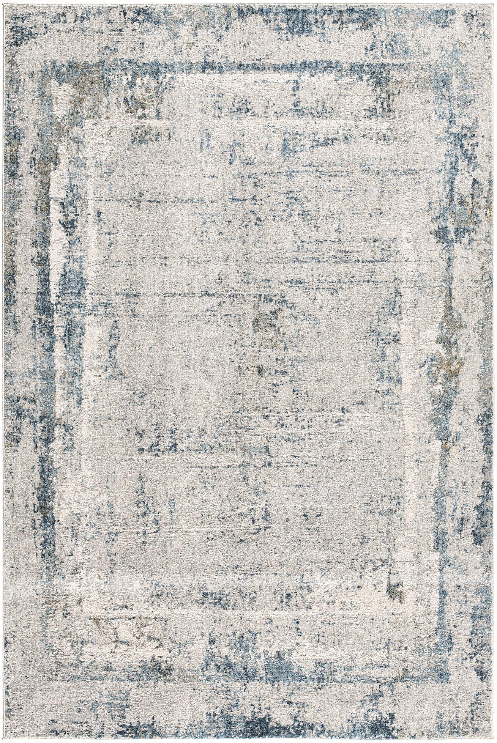 8' Blue and Gray Abstract Washable Non Skid Area Rug