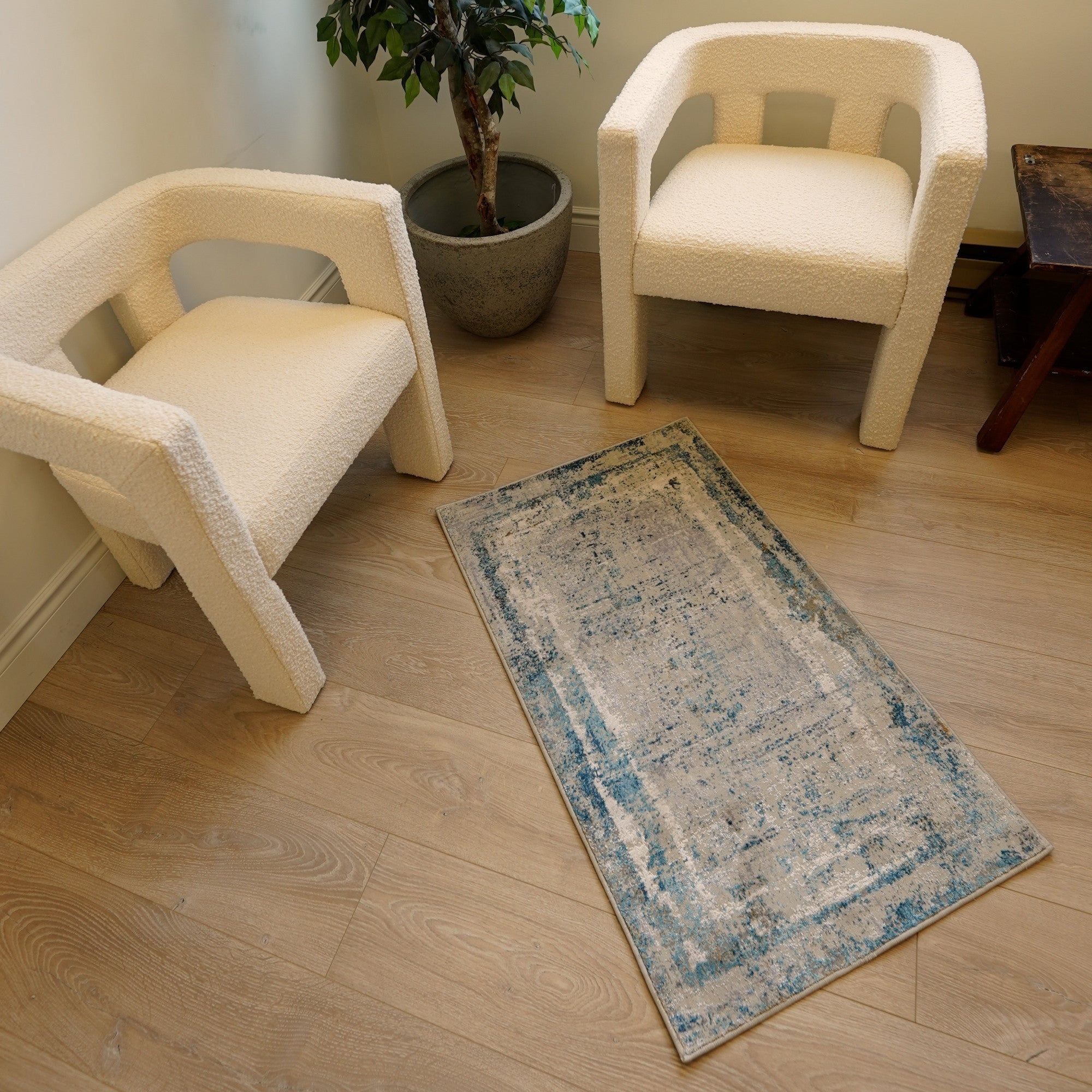 8' Blue and Gray Abstract Washable Non Skid Area Rug