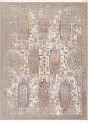 9' x 12' Beige and Ivory Oriental Power Loom Washable Non Skid Area Rug