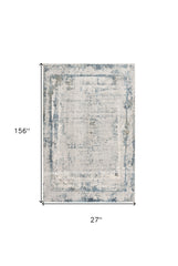 13' Blue and Gray Abstract Washable Non Skid Area Rug
