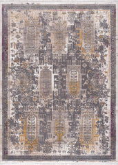 9' x 12' Brown and Ivory Oriental Power Loom Washable Non Skid Area Rug