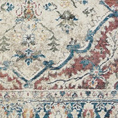 9' X 13' Ivory Blue and Gray Oriental Distressed Area Rug With Fringe