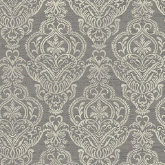 5' x 8' Gray and Beige Damask Area Rug