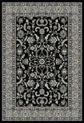 5' x 8' Black and Ivory Oriental Distressed Area Rug