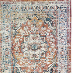 5' x 8' Rust Oriental Distressed Area Rug With Fringe