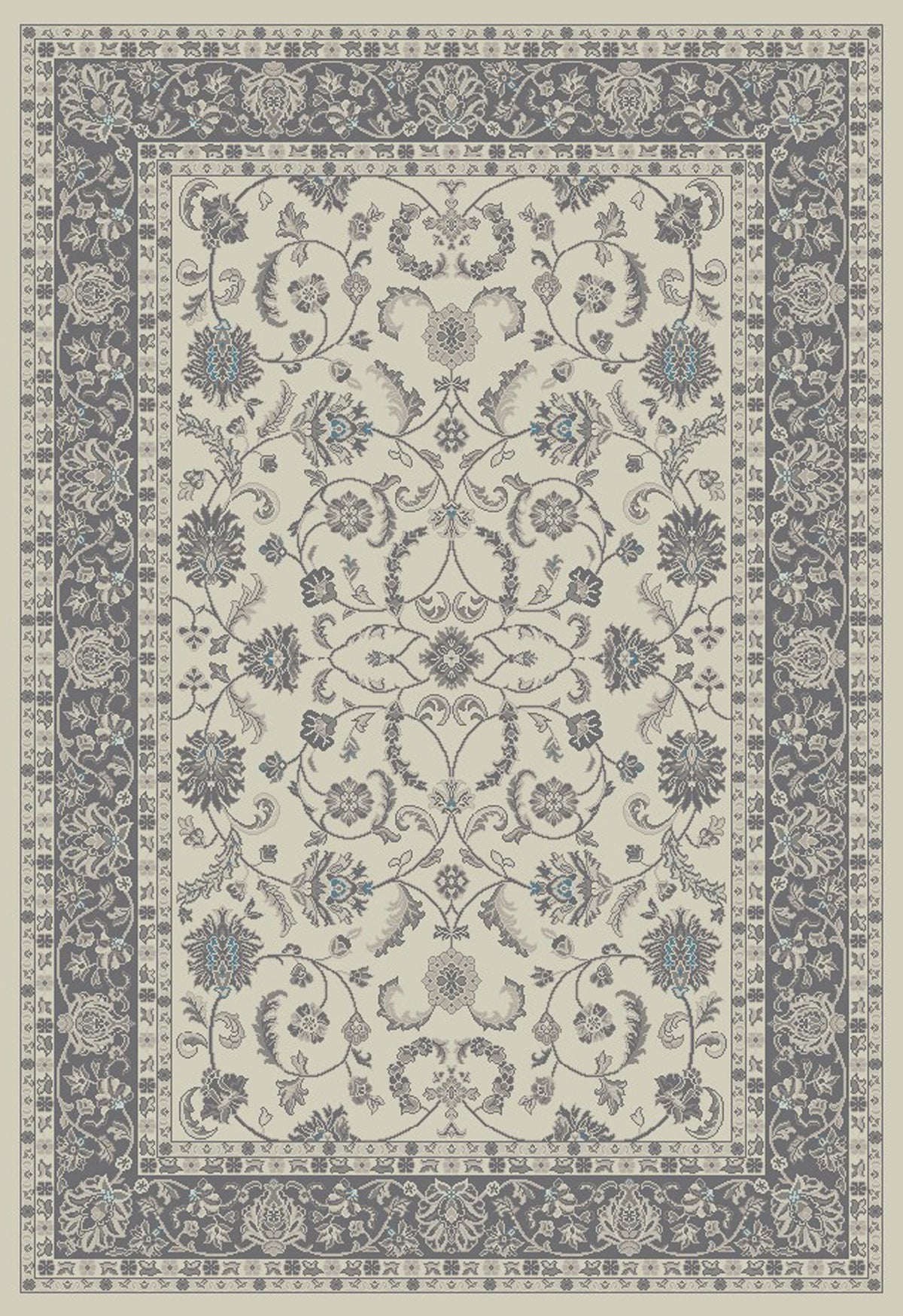 5' x 8' Ivory and Gray Oriental Area Rug