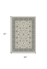 5' x 8' Ivory and Gray Oriental Area Rug