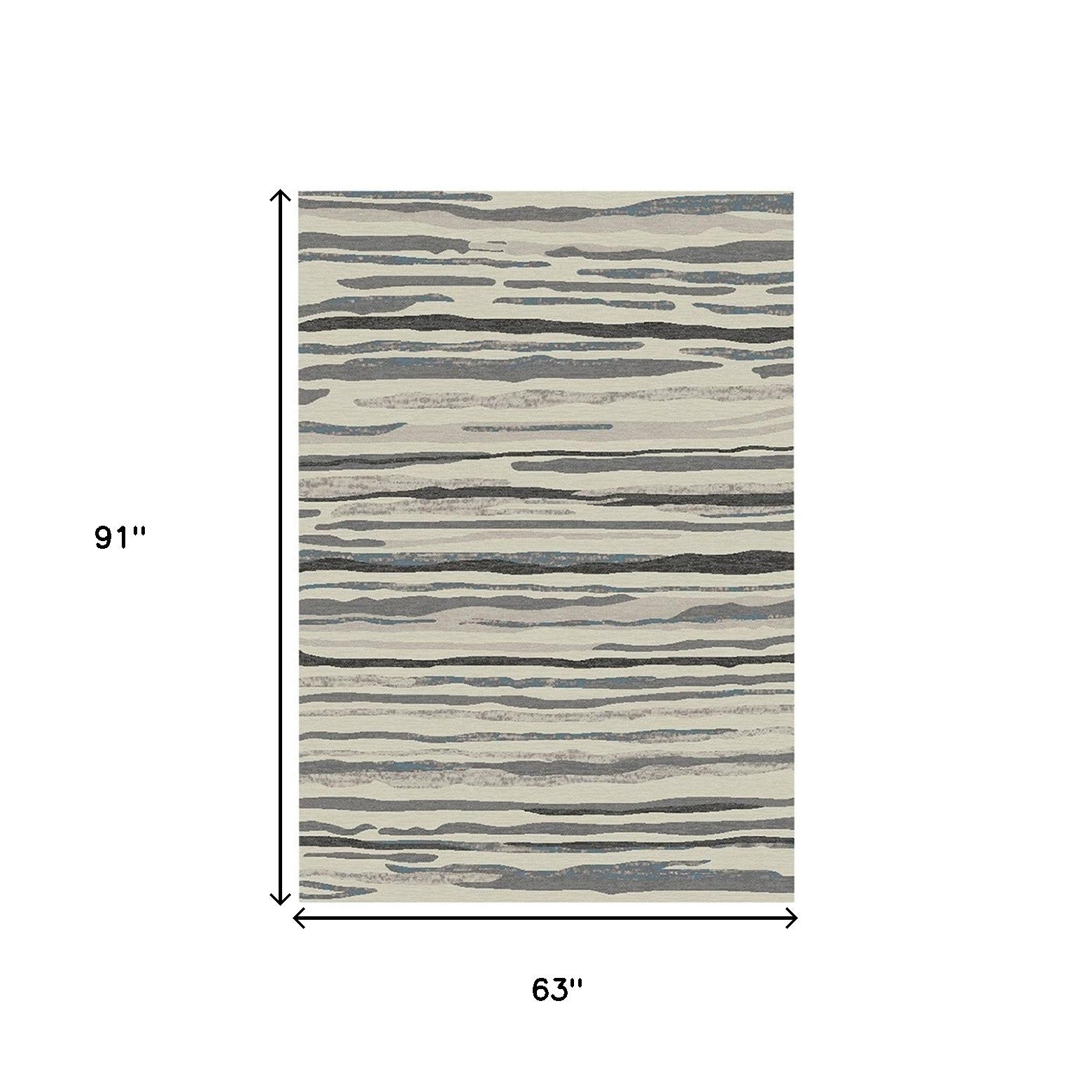 5' x 8' Beige and Gray Abstract Area Rug