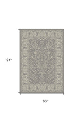 5' x 8' Gray and Ivory Oriental Area Rug
