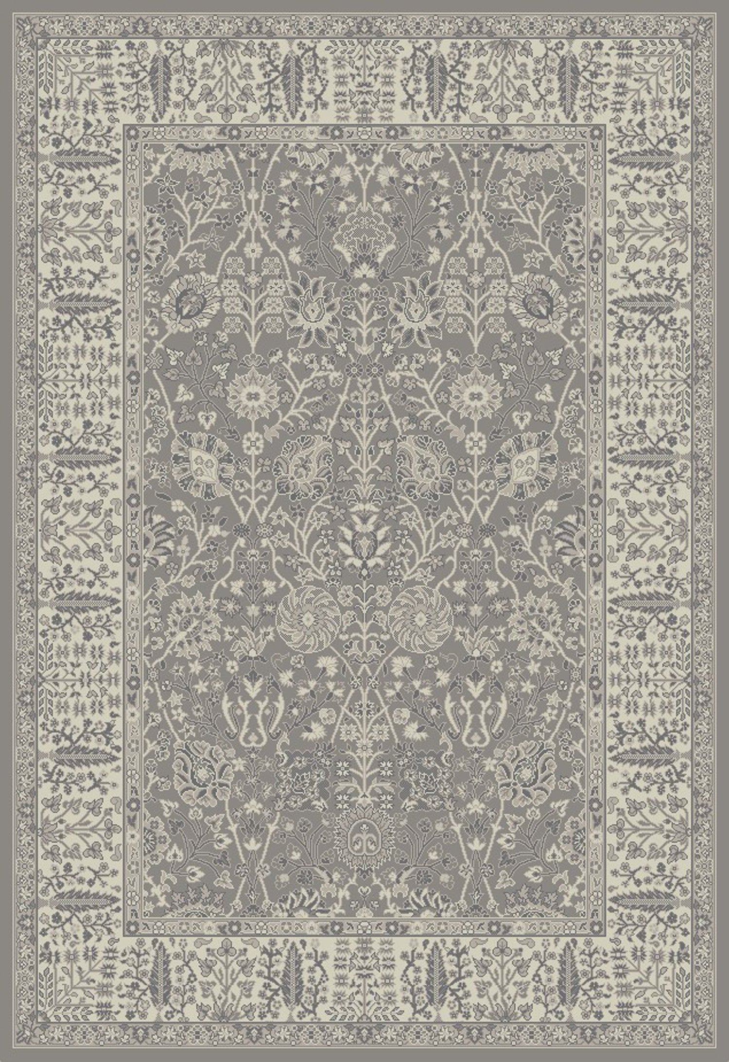 8' x 10' Gray and Ivory Oriental Area Rug