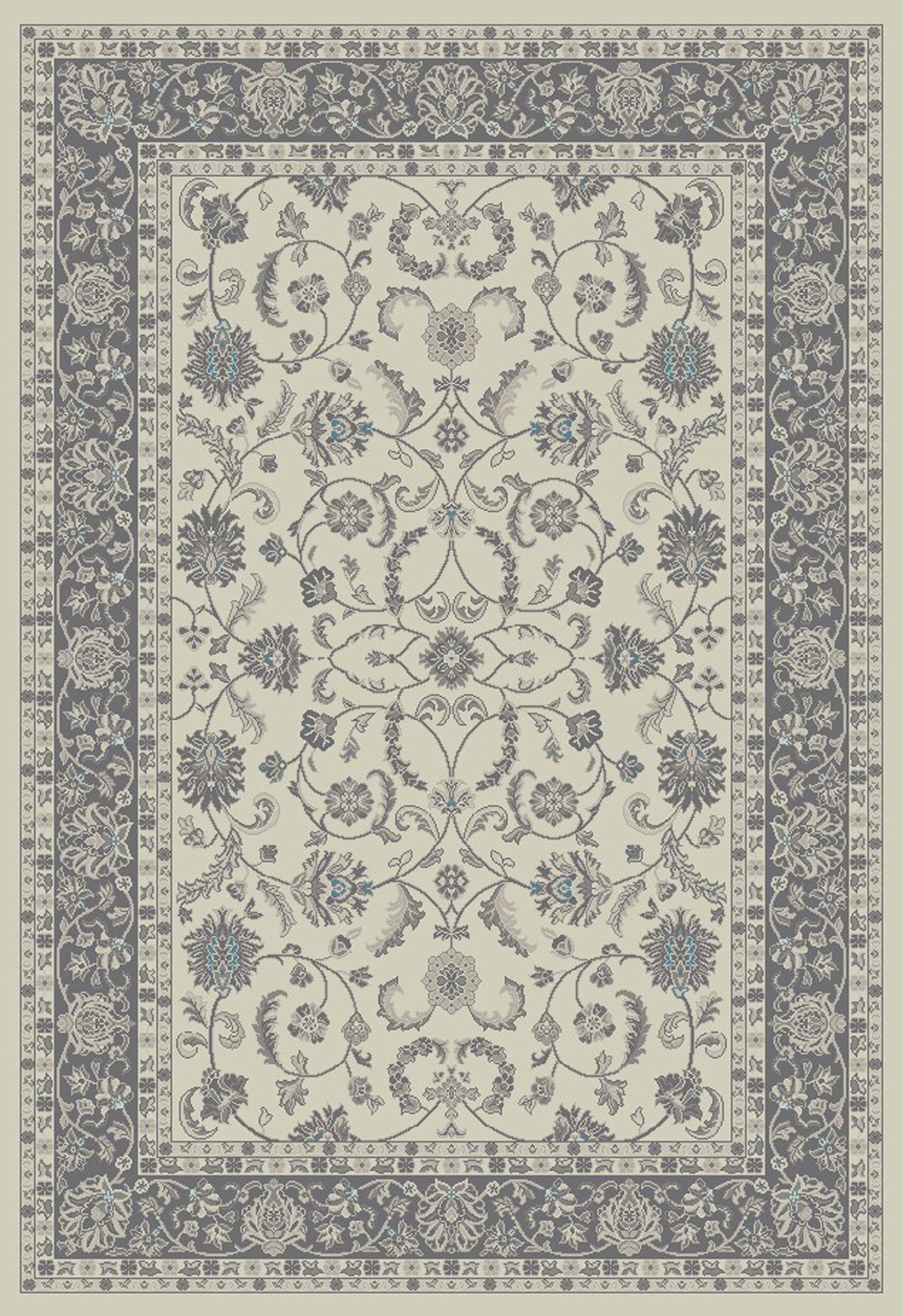 8' x 10' Ivory and Gray Oriental Area Rug
