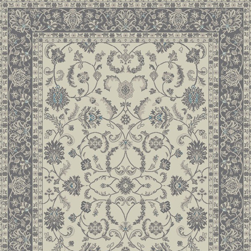 8' x 10' Ivory and Gray Oriental Area Rug