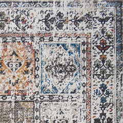 8' x 10' Ivory Oriental Distressed Area Rug With Fringe