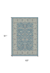 5' x 8' Blue and Ivory Oriental Area Rug