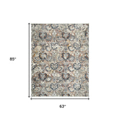 5' x 8' Rust Oriental Distressed Area Rug With Fringe