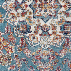 5' x 8' Blue and Orange Medallion Power Loom Area Rug
