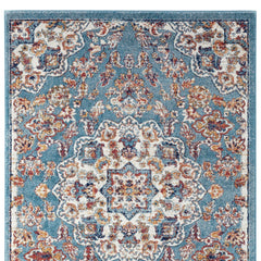5' x 8' Blue and Orange Medallion Power Loom Area Rug