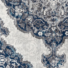 4' x 6' Blue and Gray Medallion Power Loom Area Rug
