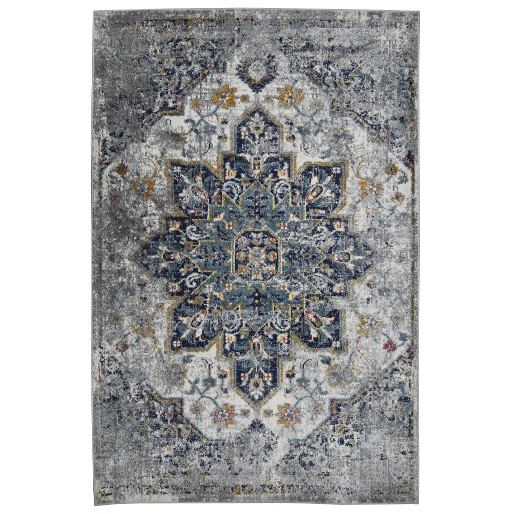 3' X 5' Gray Medallion Power Loom Area Rug