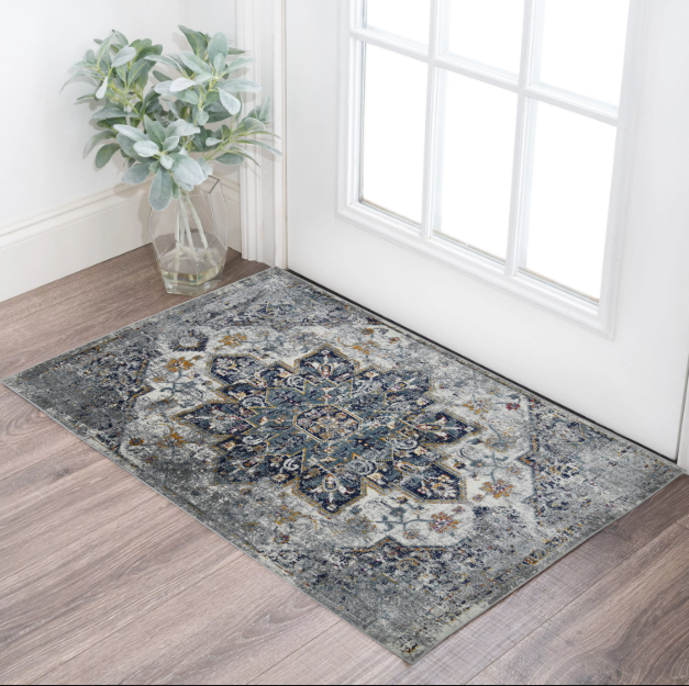 3' X 5' Gray Medallion Power Loom Area Rug