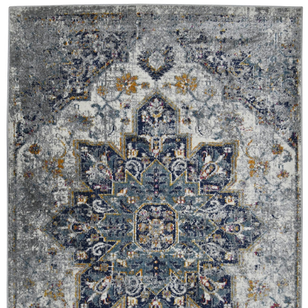 3' X 5' Gray Medallion Power Loom Area Rug