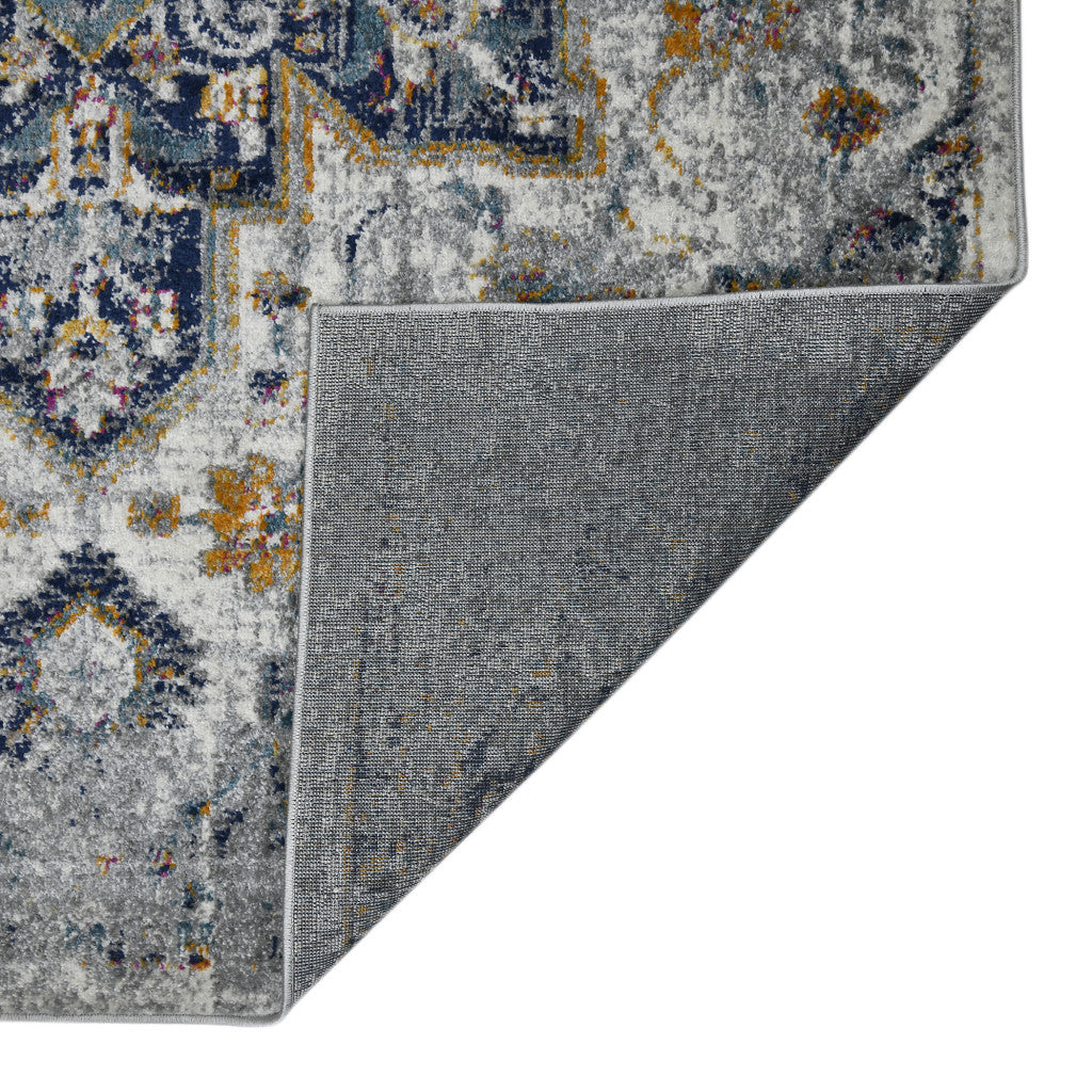 3' X 5' Gray Medallion Power Loom Area Rug