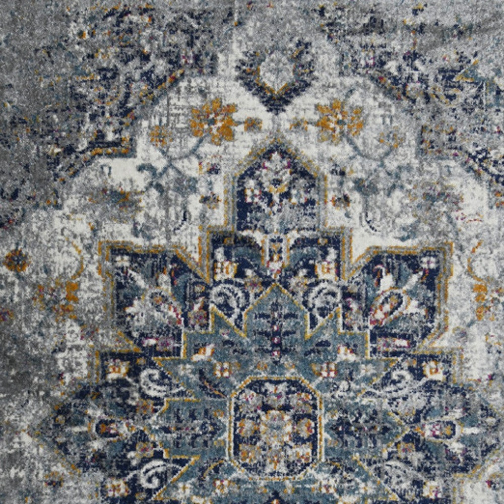 3' X 5' Gray Medallion Power Loom Area Rug