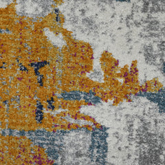 3' X 5' Blue and Orange Abstract Power Loom Area Rug