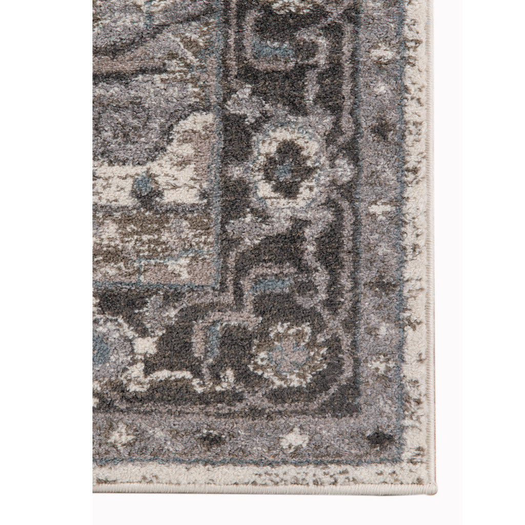 6' Gray and Beige Round Medallion Power Loom Area Rug