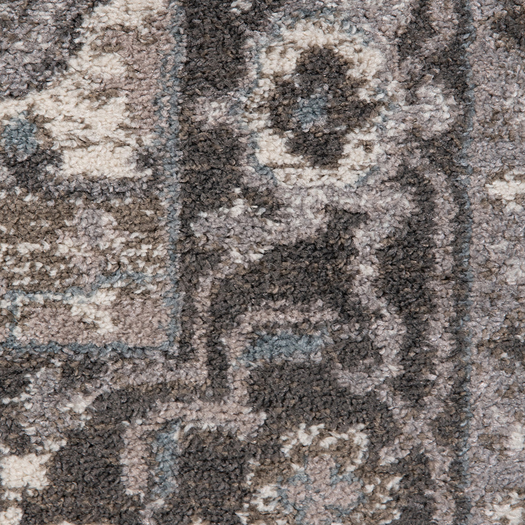 6' Gray and Beige Round Medallion Power Loom Area Rug